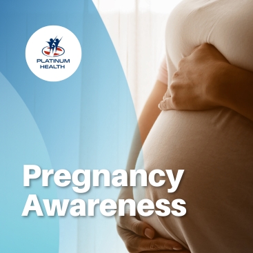 Pregnant woman holding her belly to promote pregnancy awareness