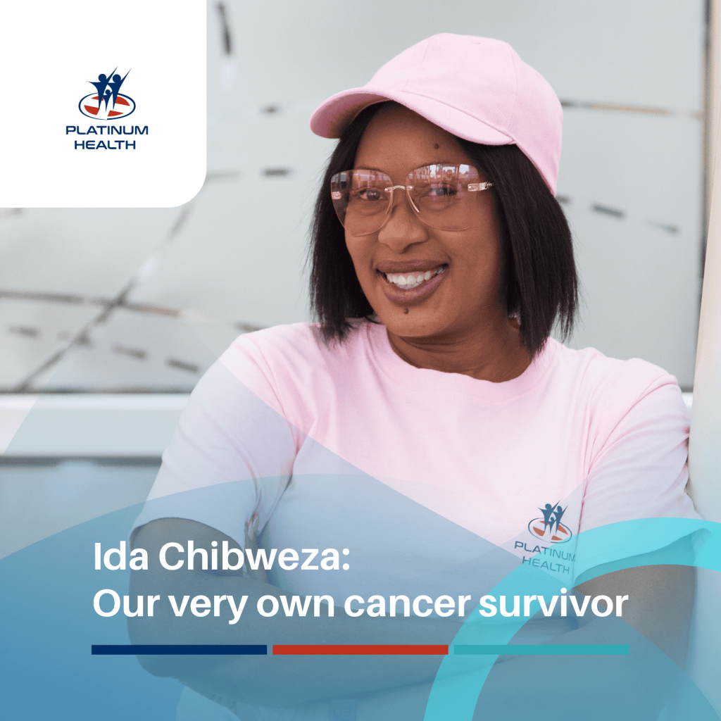 Ida Chibweza cancer survivor smiling in pink outfit at Platinum Health