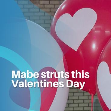 Red and white heart balloons celebrating Valentine’s Day